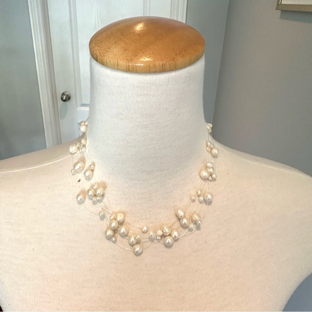 Floating Freshwater Pearls Choker Necklace